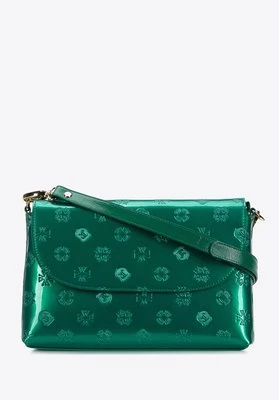 Damska listonoszka z metalicznej skóry lakierowanej mała zielona Wittchen