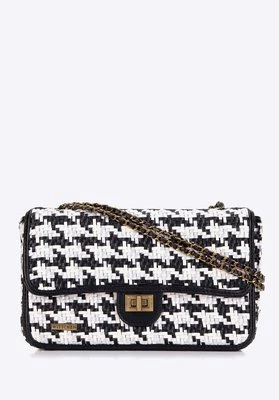 Damska listonoszka z plecionki na łańcuszku czarno-biała Wittchen