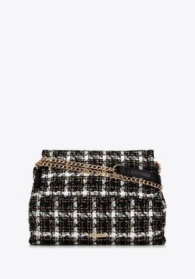 Damska listonoszka z tkaniny bouclé czarno - biała Wittchen