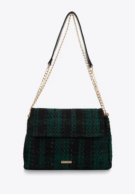 Damska listonoszka z tkaniny bouclé czarno - zielona Wittchen
