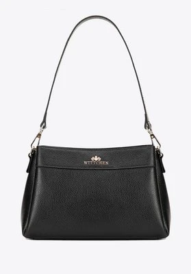 Damska listonoszka ze skóry naturalnej trapezowa czarno - złota Wittchen