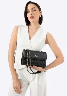 Damska listonoszka ze skóry naturalnej w pikowanie czarno - srebrna Wittchen