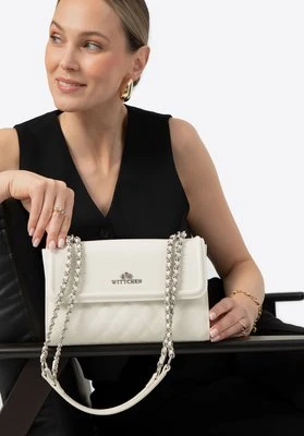 Damska listonoszka ze skóry naturalnej w pikowanie kremowo - srebrna Wittchen
