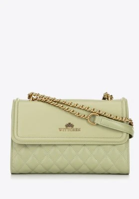 Damska listonoszka ze skóry naturalnej w pikowanie pistacjowa Wittchen