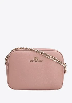 Damska listonoszka ze skóry saffiano pudełkowa na łańcuszku zgaszony róż Wittchen