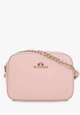 Zdjęcie produktu Damska listonoszka ze skóry saffiano pudełkowa pudrowy róż Wittchen