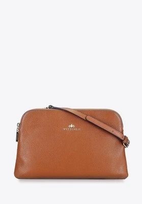 Damska listonoszka ze skóry trapezowa mała koniakowa Wittchen
