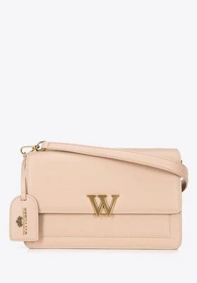Damska listonoszka ze skóry z chwostem beżowa Wittchen