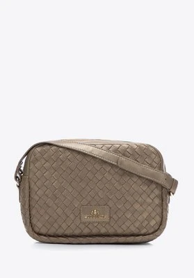 Damska listonoszka ze skórzanej plecionki mała złota Wittchen