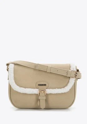 Damska listonoszka ze sztucznym futerkiem szarobeżowa Wittchen