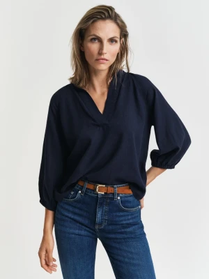 Damska lniana bluzka z krótkim rękawem GANT