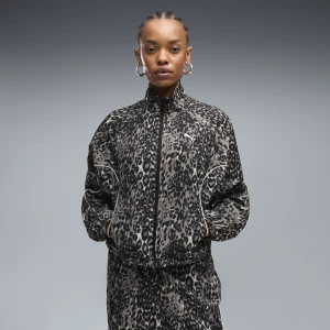 Damska luźna bluza dresowa z zamkiem PUMA Sport Animal Printed, Odzież, Beżowy