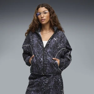 Damska luźna bluza dresowa z zamkiem PUMA Sport Animal Printed, Odzież, Szary