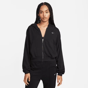 Damska luźna bluza z dzianiny dresowej z kapturem i zamkiem na całej długości Nike Sportswear Chill Terry - Czerń