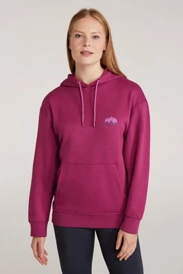 Damska luźna bluza z kapturem i górskim nadrukiem - Pink Mountain Warehouse