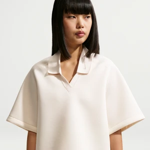 Damska luźna koszulka polo Nike Pregame Fleece - Biel