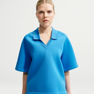 Damska luźna koszulka polo Nike Pregame Fleece - Niebieski