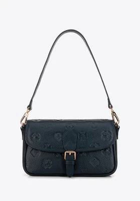 Damska mała torebka skórzana w monogram granatowa Wittchen