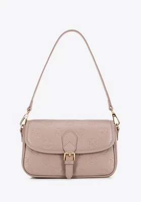 Damska mała torebka skórzana w monogram różowa Wittchen