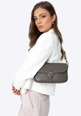 Damska mała torebka skórzana w monogram taupe Wittchen