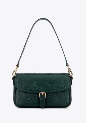 Damska mała torebka skórzana w monogram zielona Wittchen