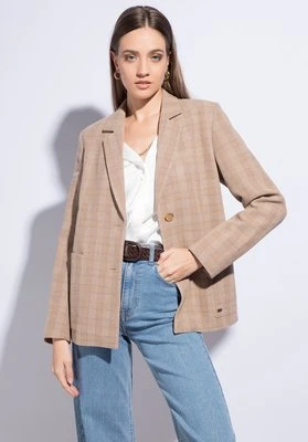 Damska marynarka w kratę beżowa Wittchen