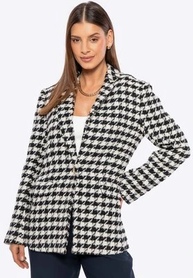 Damska marynarka z domieszką wełny biało - czarna Wittchen