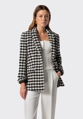 Damska marynarka z domieszką wełny biało - czarna Wittchen