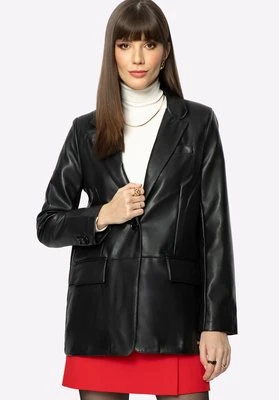 Damska marynarka z ekoskóry prosta czarna Wittchen