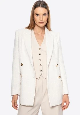Damska marynarka z tkaniny boucle długa beżowa Wittchen