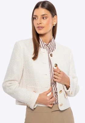 Damska marynarka z tkaniny boucle krótka beżowa Wittchen