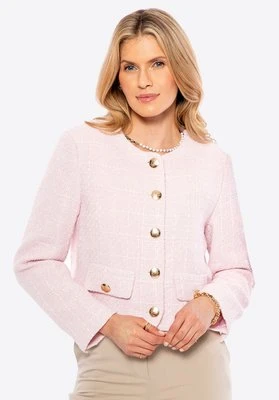 Damska marynarka z tkaniny boucle krótka różowa Wittchen