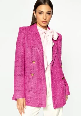 Damska marynarka z tkaniny boucle różowa Wittchen
