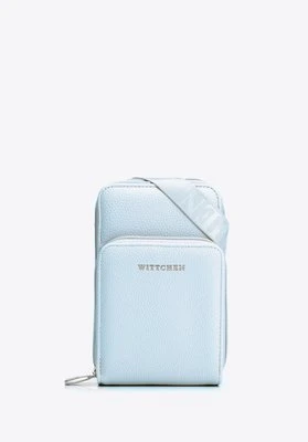Damska minitorebka na telefon z imitacji skóry niebieska Wittchen