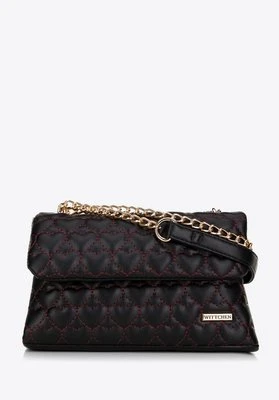 Damska minitorebka pikowana w serca czarno - różowa Wittchen