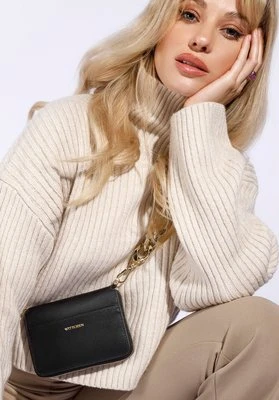 Damska minitorebka skórzana z grubym łańcuchem czarna Wittchen