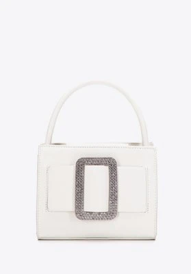 Damska minitorebka z błyszczącą klamrą złamany biała Wittchen