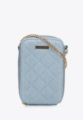 Damska minitorebka z pikowanego dżinsu na łańcuszku jasnoniebieska Wittchen