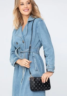 Damska minitorebka ze skóry w monogram dwukomorowa czarna Wittchen