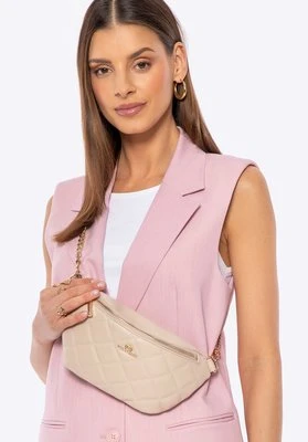 Damska nerka ze skóry naturalnej na łańcuszku beżowa Wittchen