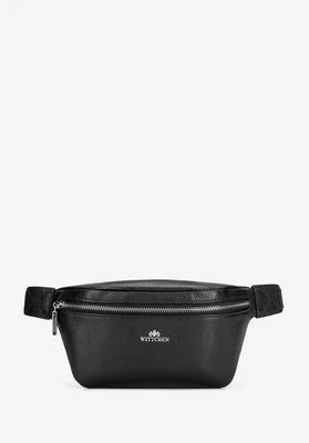 Damska nerka ze skóry naturalnej o fakturze groszkowej czarno - srebrna Wittchen