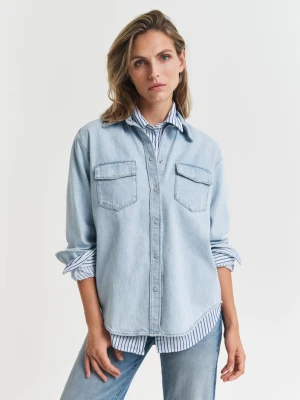 Damska niebieska koszula dżinsowa z kieszeniami o luźnym kroju GANT