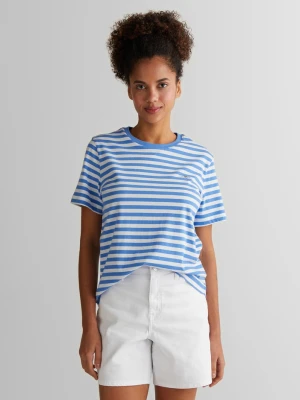 Damska niebieska koszulka w paski z bawełny organicznej GANT