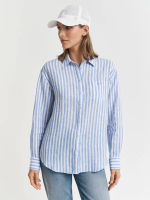 Damska niebieska lniana koszula w paski o swobodnym kroju GANT