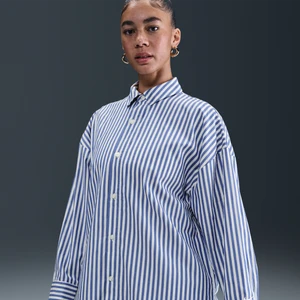 Damska oversizowa koszula zapinana na guziki w paski Nike Sportswear Chill Poplin - Niebieski