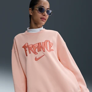 Damska piłkarska bluza dresowa o kroju oversize Francja Phoenix Fleece - Różowy Nike