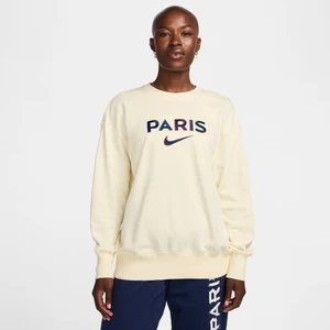 Damska piłkarska bluza dresowa oversize z półokrągłym dekoltem Nike Paris Saint-Germain Phoenix Fleece - Biel