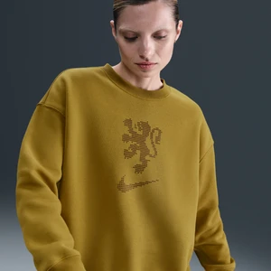 Damska piłkarska bluza dresowa z półokrągłym dekoltem o kroju oversize Holandia Phoenix Fleece - Brązowy Nike