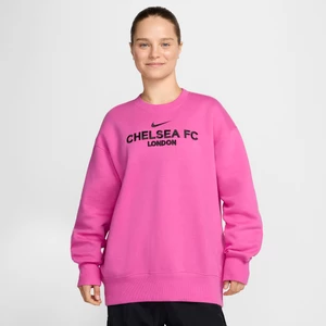 Damska piłkarska bluza dresowa z półokrągłym dekoltem o kroju oversize Nike Chelsea F.C. Phoenix Fleece (wersja trzecia) - Różowy