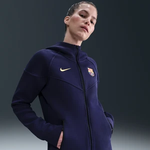 Damska piłkarska bluza dzianinowa z kapturem i zamkiem na całej długości Nike FC Barcelona Tech Windrunner - Fiolet